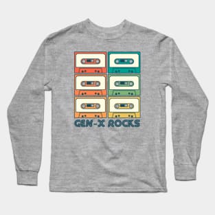 Gen X Rocks | Generation X Retro Rainbow Mix Tapes Long Sleeve T-Shirt